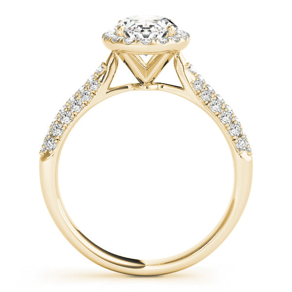 Multirow Pavé Halo Oval Shape Engagement Ring