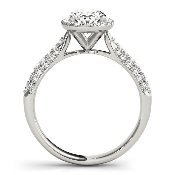Multirow Pavé Halo Oval Shape Engagement Ring