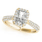 Multirow Pavé Halo Emerald Shape Engagement Ring