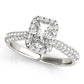 Multirow Pavé Halo Emerald Shape Engagement Ring