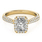Multirow Pavé Halo Emerald Shape Engagement Ring