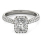 Multirow Pavé Halo Emerald Shape Engagement Ring