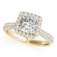 Multirow Pavé Cushion Halo Engagement Ring