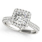 Multirow Pavé Cushion Halo Engagement Ring