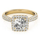 Multirow Pavé Cushion Halo Engagement Ring