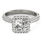 Multirow Pavé Cushion Halo Engagement Ring