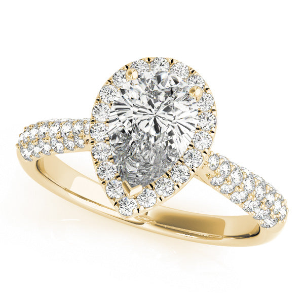 Multirow Pavé Halo Engagement Ring