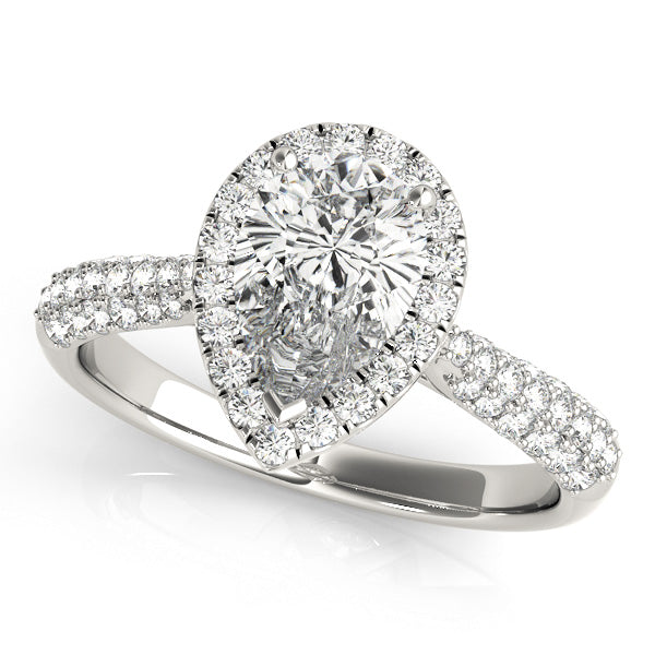 Multirow Pavé Halo Engagement Ring