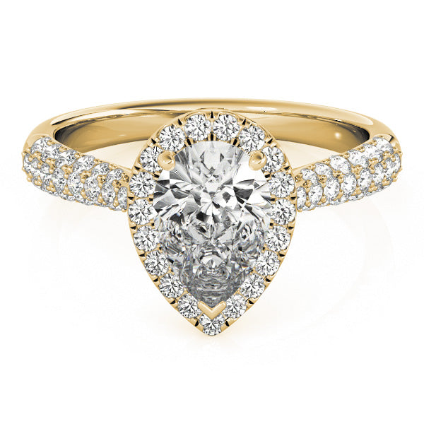 Multirow Pavé Halo Engagement Ring
