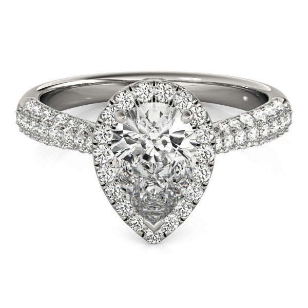 Multirow Pavé Halo Engagement Ring