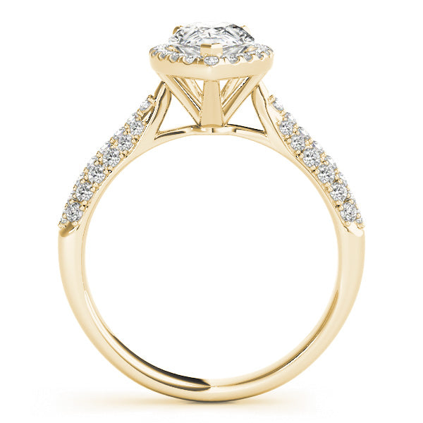 Multirow Pavé Halo Engagement Ring