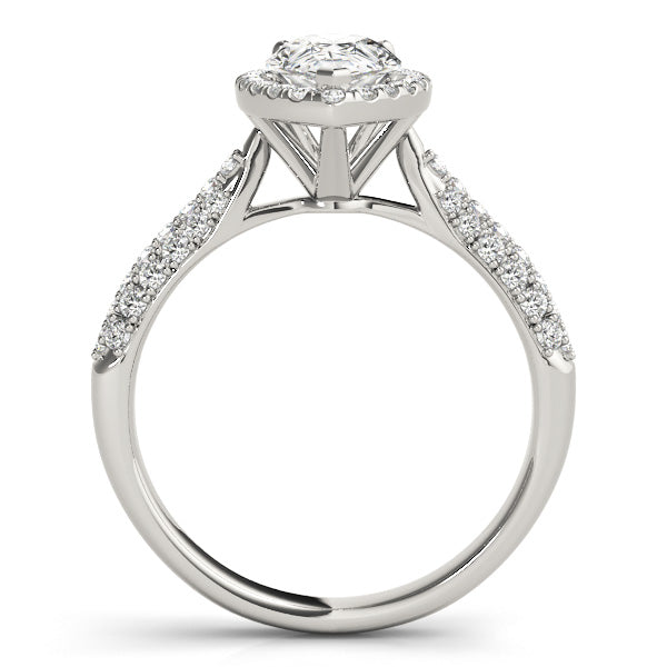 Multirow Pavé Halo Engagement Ring