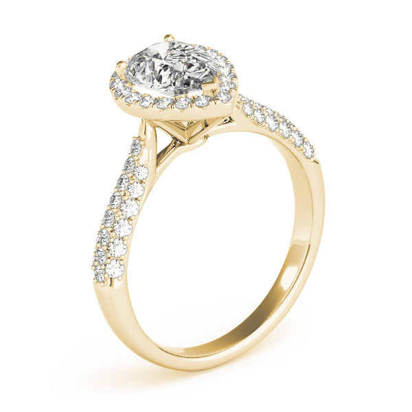 Multirow Pavé Halo Engagement Ring