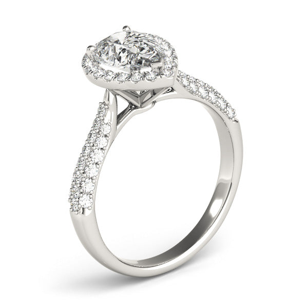 Multirow Pavé Halo Engagement Ring