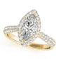 Multirow Pavé Halo Engagement Rings