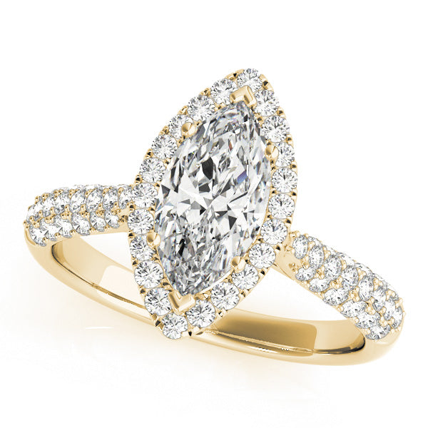 Multirow Pavé Halo Engagement Rings