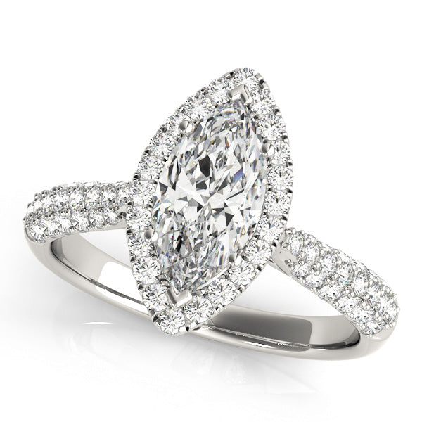 Multirow Pavé Halo Engagement Rings