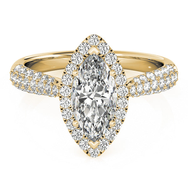Multirow Pavé Halo Engagement Rings