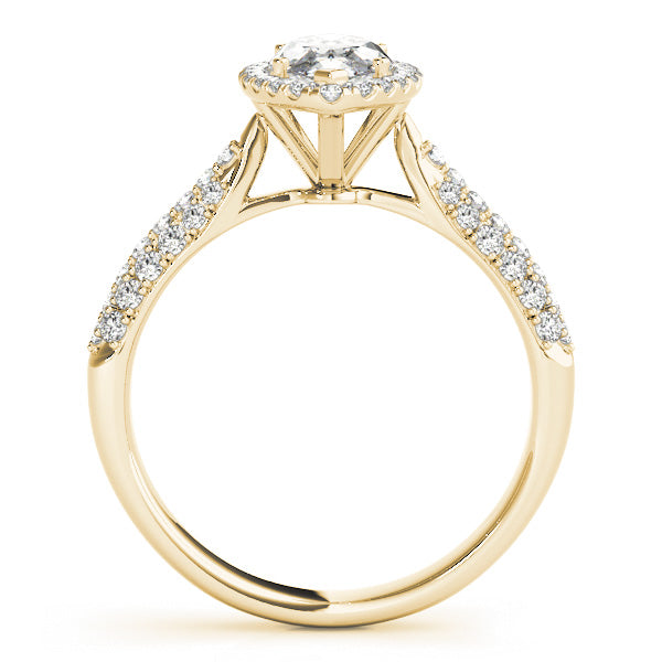 Multirow Pavé Halo Engagement Rings