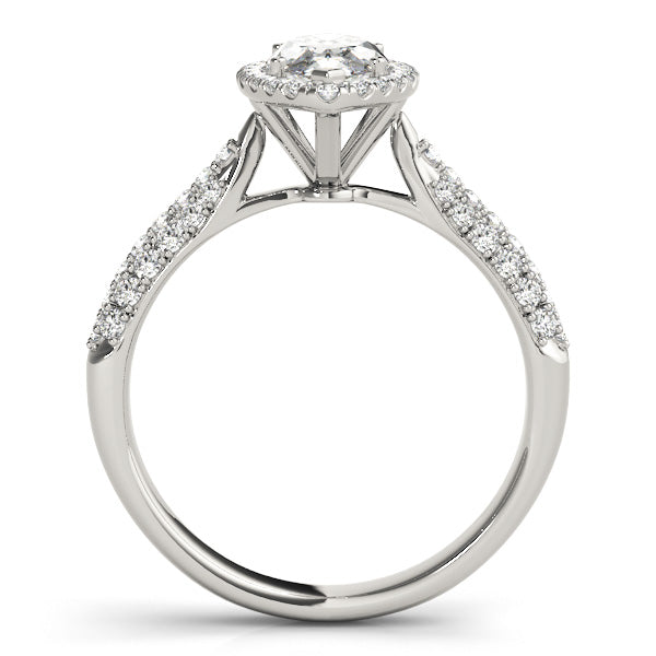 Multirow Pavé Halo Engagement Rings