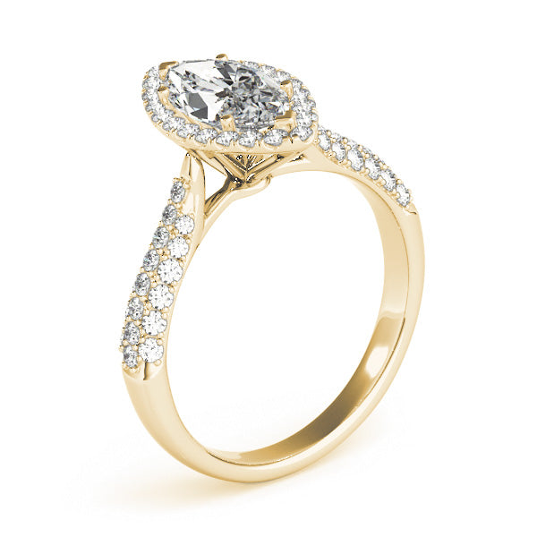 Multirow Pavé Halo Engagement Rings