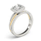Multirow Twisted Shank Cushion Halo Engagement Ring