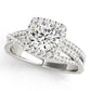 Multirow Twisted Shank Cushion Halo Engagement Ring