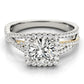 Multirow Twisted Shank Cushion Halo Engagement Ring