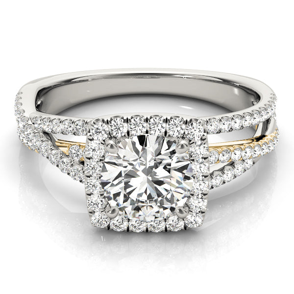Multirow Twisted Shank Cushion Halo Engagement Ring