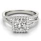 Multirow Twisted Shank Cushion Halo Engagement Ring