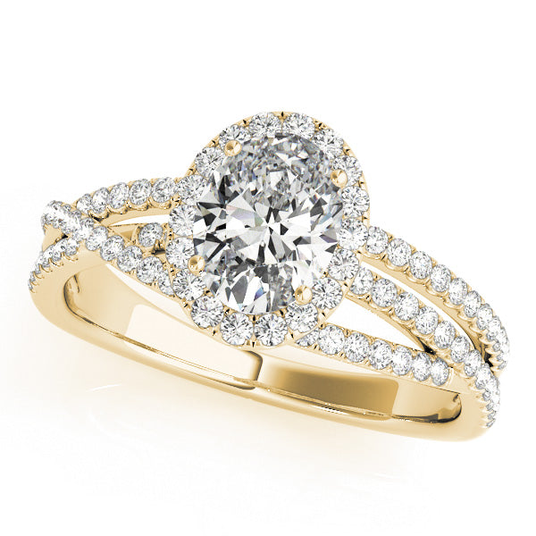 Multirow Oval Halo Engagement Ring