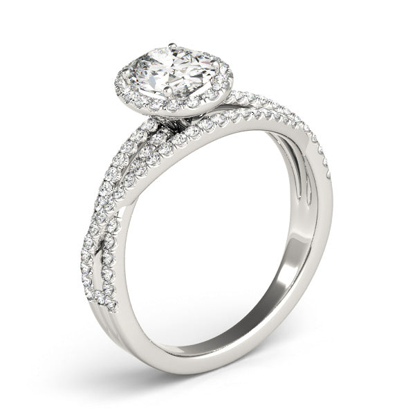 Multirow Oval Halo Engagement Ring