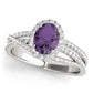 Multirow Oval Halo Engagement Ring