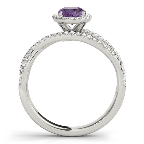 Multirow Oval Halo Engagement Ring