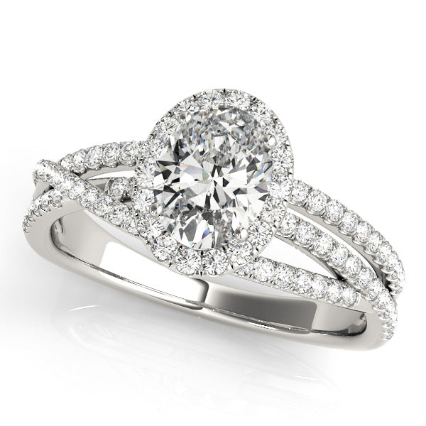 Multirow Oval Halo Engagement Ring