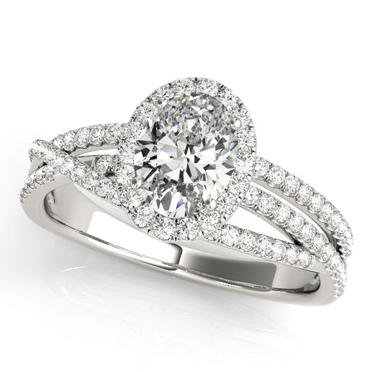 Multirow Oval Halo Engagement Ring
