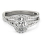 Multirow Oval Halo Engagement Ring