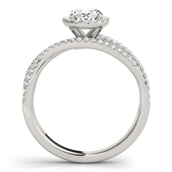 Multirow Oval Halo Engagement Ring