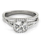 Multirow Twisted Shank Cushion Halo Engagement Ring