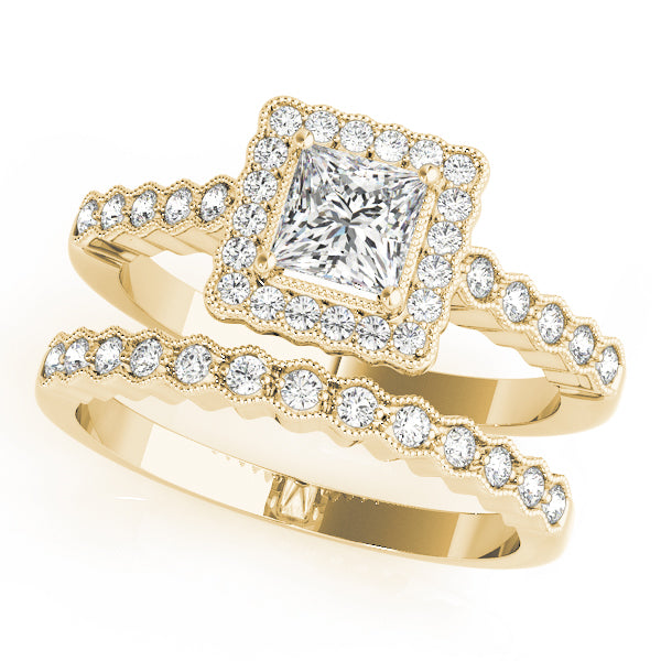 Antique Style Halo Milgrain Engagement Rings