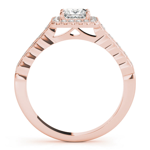 Antique Style Halo Milgrain Engagement Rings