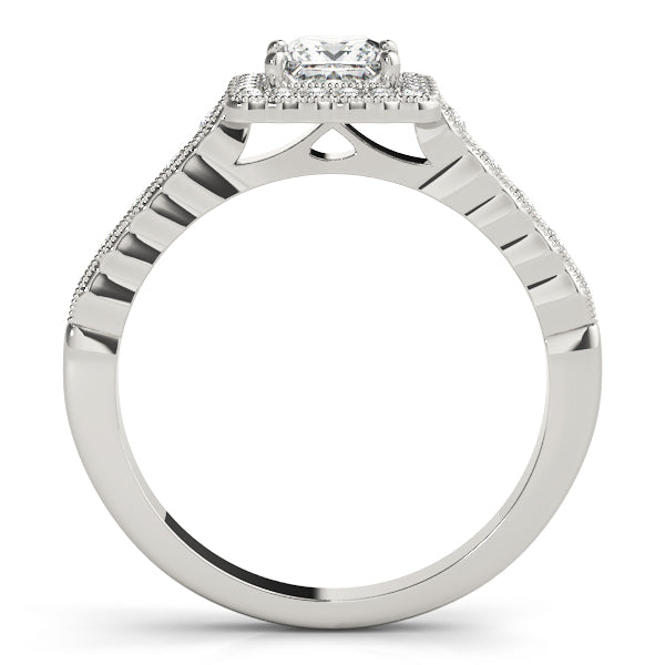 Antique Style Halo Milgrain Engagement Rings