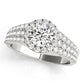 Multirow Pavé Round Halo Engagement Ring