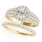 Multirow Pavé Round Halo Engagement Ring