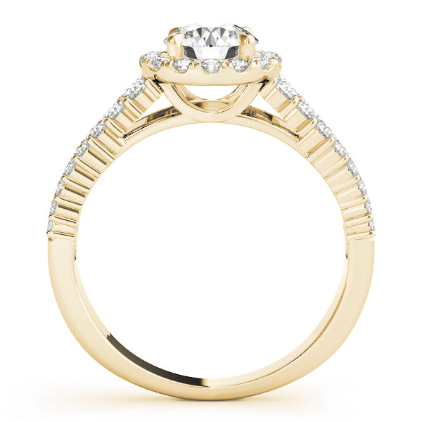 Multirow Pavé Round Halo Engagement Ring