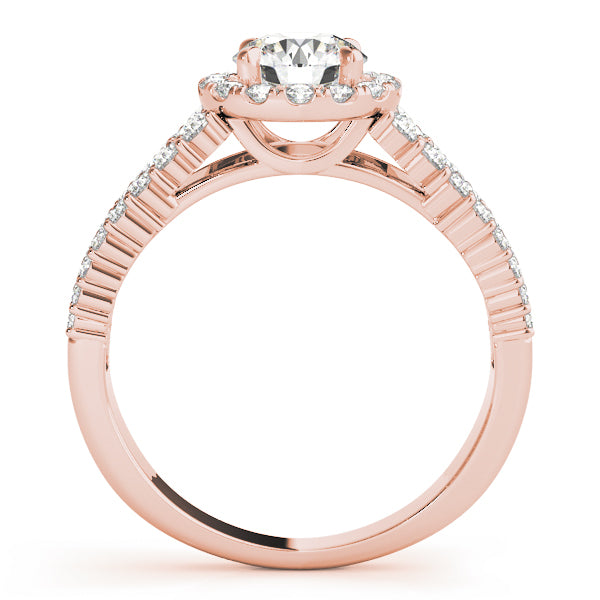 Multirow Pavé Round Halo Engagement Ring