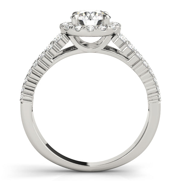 Multirow Pavé Round Halo Engagement Ring