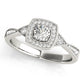 Antique Style Halo Milgrain Engagement Ring