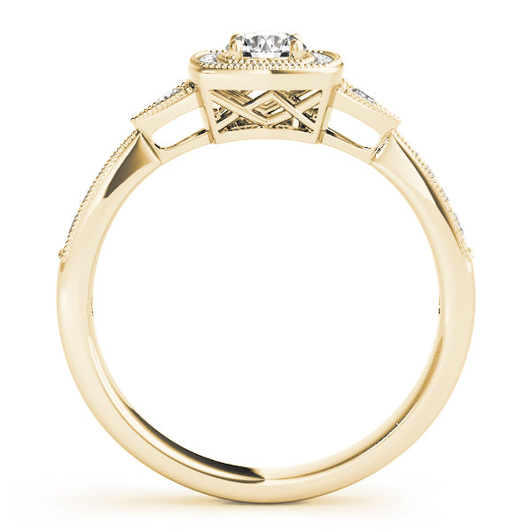 Antique Style Halo Milgrain Engagement Ring
