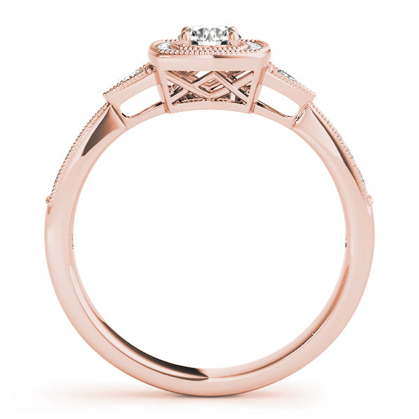 Antique Style Halo Milgrain Engagement Ring